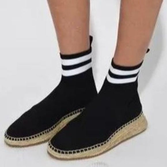 Authentic ALEXANDER WANG Black Dylan Stretch-Knit Sock Ankle Boots Size … - Picture 1 of 11